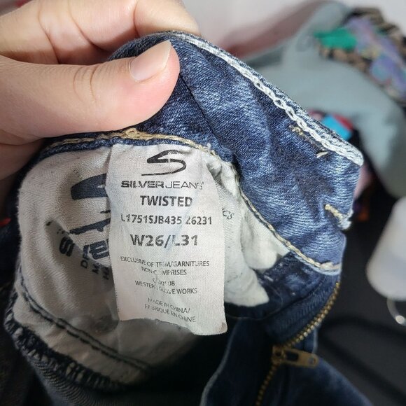 Silver Jeans Twisted Bootcut Reworked Denim Blue Jean Bermuda Shorts Size 26 - Picture 5 of 12